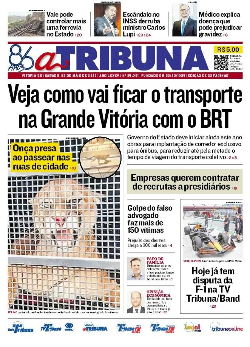 Imagem ilustrativa da imagem Confira os destaques do jornal A Tribuna deste sábado