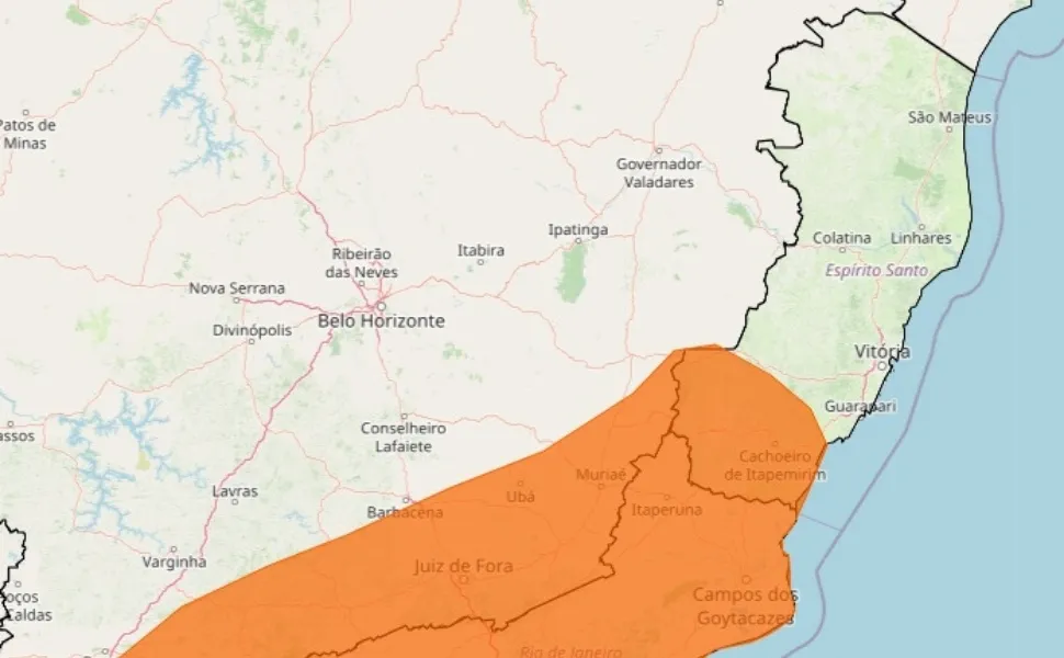 Imagem ilustrativa da imagem Instituto emite alerta laranja de chuva forte para 30 municípios do ES; veja lista