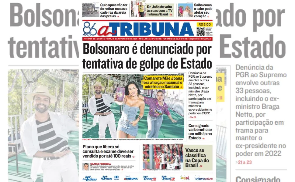 Imagem ilustrativa da imagem Confira os destaques do jornal A Tribuna desta quarta