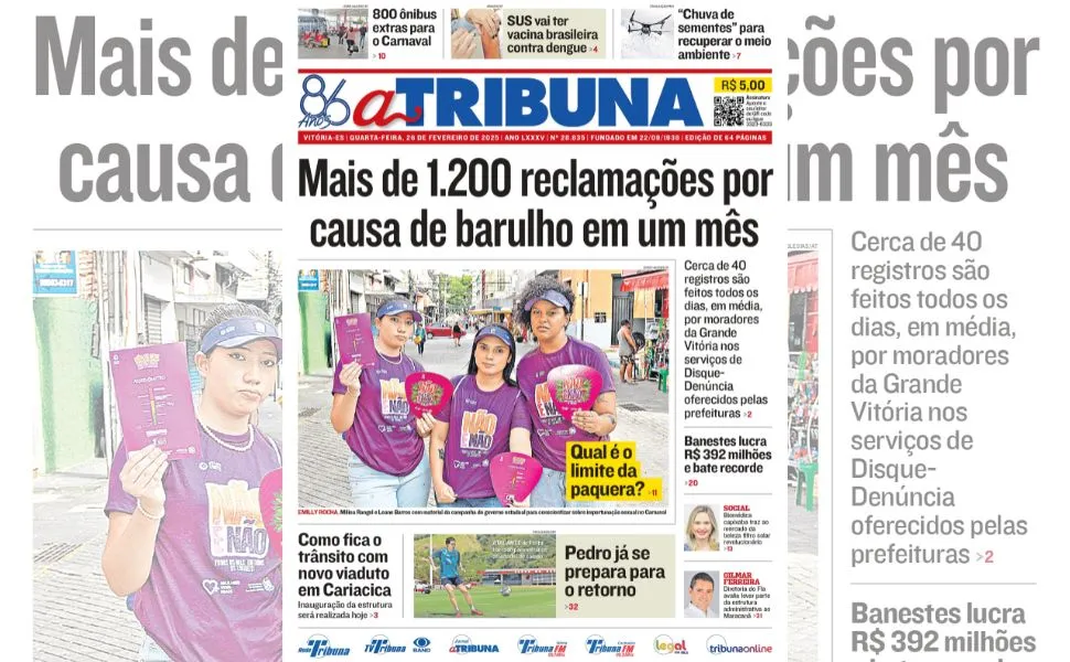 Imagem ilustrativa da imagem Confira os destaques do jornal A Tribuna desta quarta