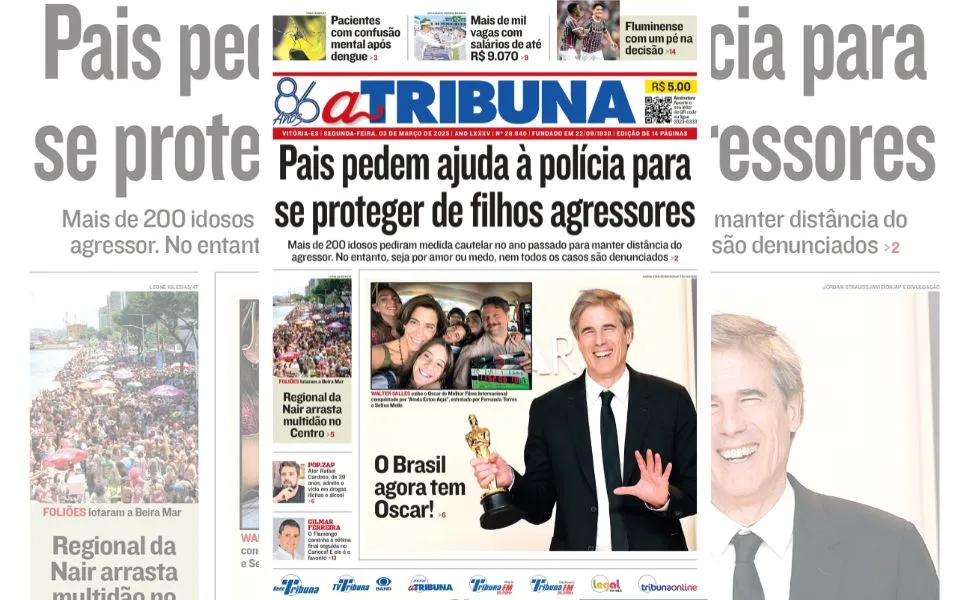 Imagem ilustrativa da imagem Confira os destaques do jornal A Tribuna desta segunda