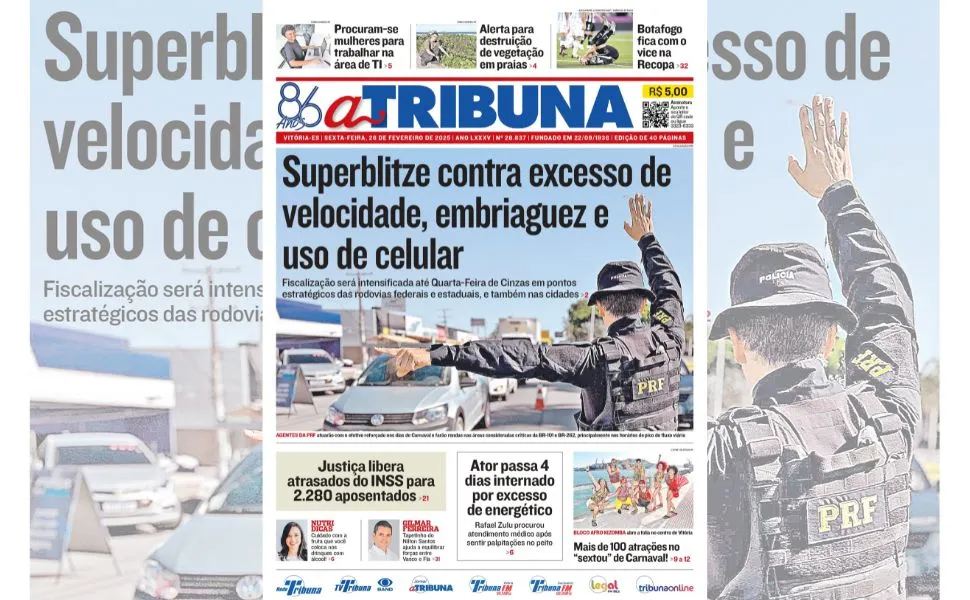 Imagem ilustrativa da imagem Confira os destaques do jornal A Tribuna desta sexta