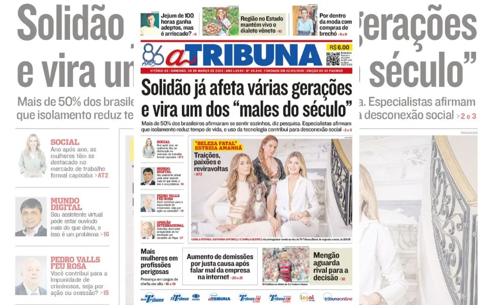 Imagem ilustrativa da imagem Confira os destaques do jornal A Tribuna deste domingo