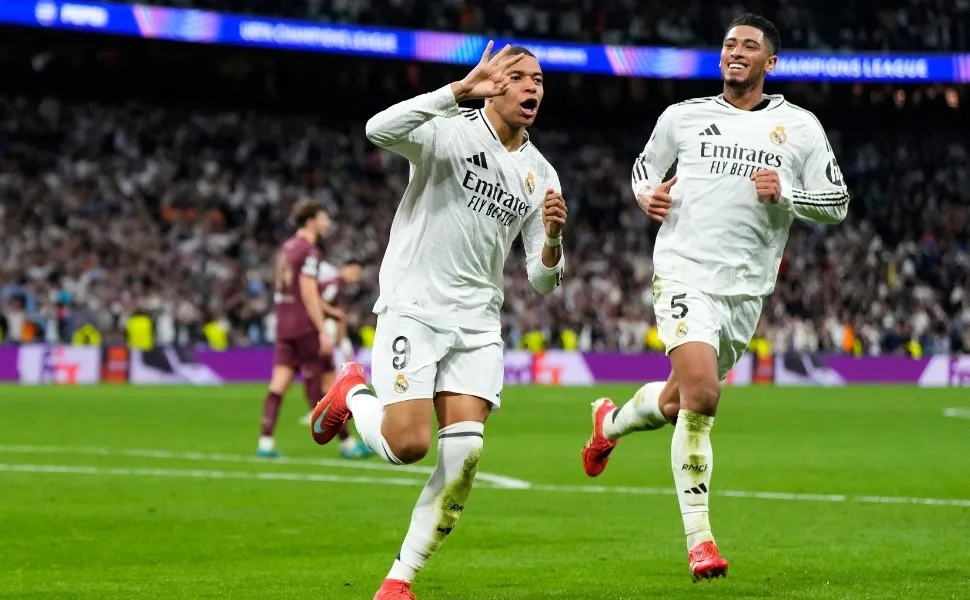 Imagem ilustrativa da imagem Mbappé brilha, Real Madrid elimina City da Champions e agrava crise de Guardiola