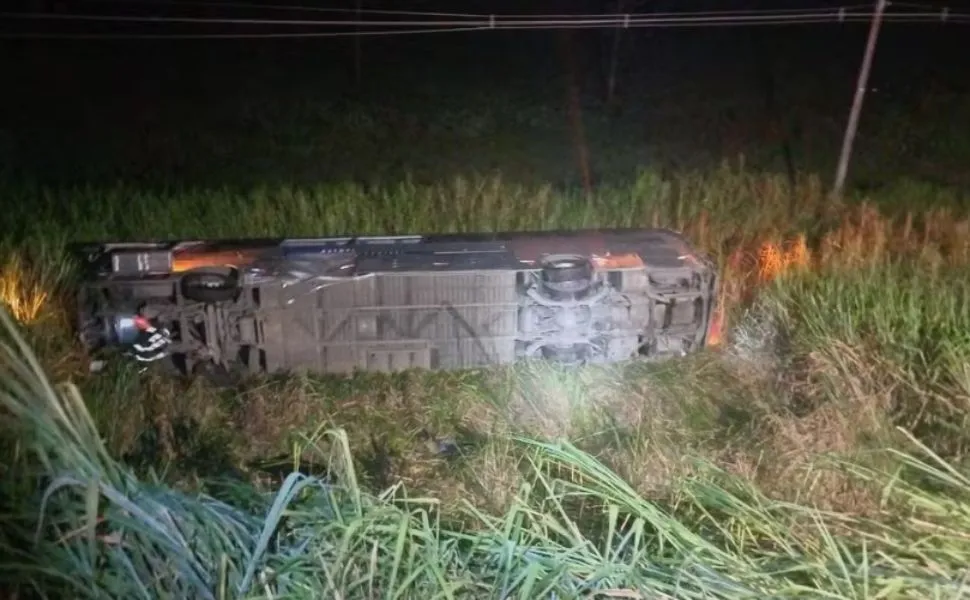 Imagem ilustrativa da imagem Ônibus cai em ribanceira na Dutra, deixa um morto e pelo menos 26 feridos em SP