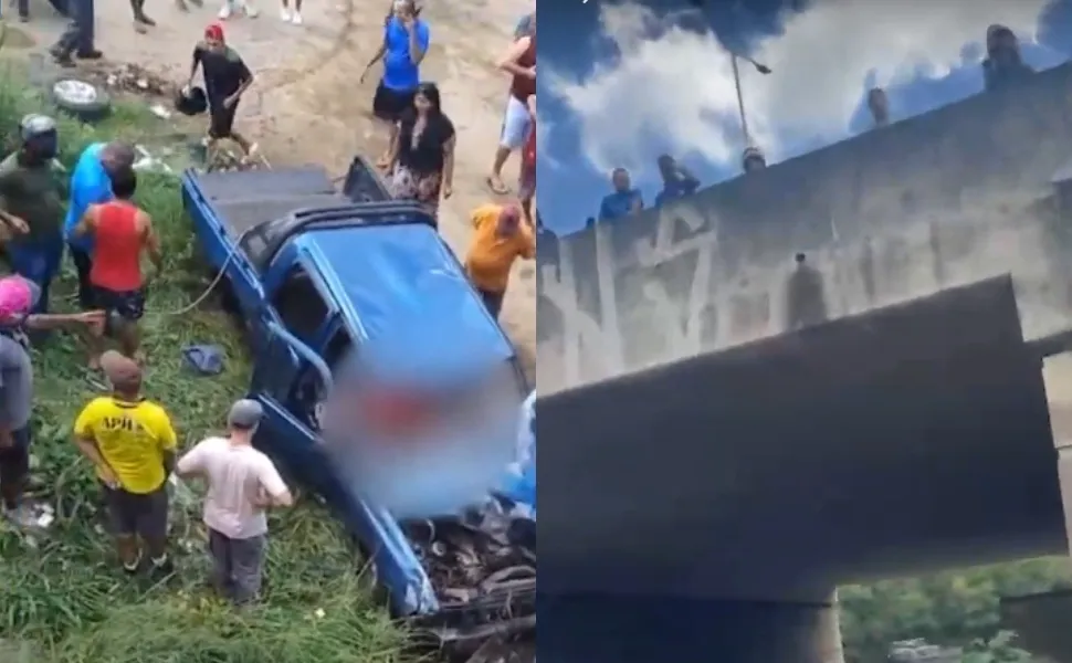 Imagem ilustrativa da imagem Detento de saidinha morre após carro ser alvejado e cair de viaduto em Cariacica