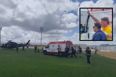 Imagem ilustrativa da imagem Bolsonaro passa mal durante evento no RN e é levado para hospital de helicóptero