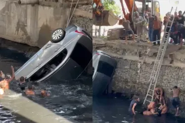 Imagem ilustrativa da imagem Carro cai dentro de valão e motorista é resgatado por moradores em Vila Velha