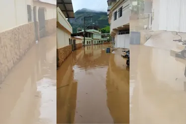 Imagem ilustrativa da imagem Chuva alaga rua e deixa desalojados no Sul do ES