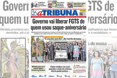 Imagem ilustrativa da imagem Confira os destaques do jornal A Tribuna desta terça