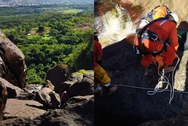 Imagem ilustrativa da imagem Homem tenta saltar entre pedras de cachoeira, cai de altura de 80 m e morre