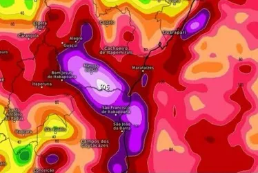 Imagem ilustrativa da imagem Mapa prevê tempestade com 300mm de chuva em Mimoso do Sul