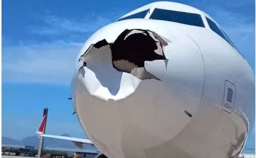 
          Imagem ilustrativa da imagem Avião da Latam colide com pássaro e fica com bico destruído
          