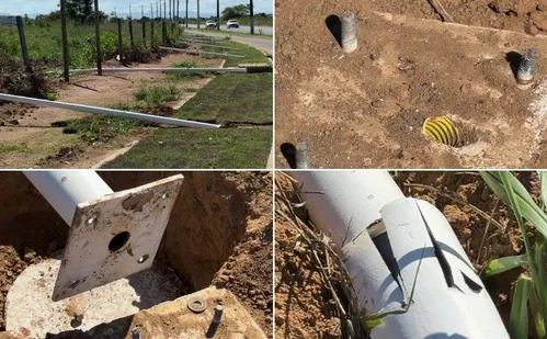 
          Imagem ilustrativa da imagem Bandidos derrubam postes para roubar fios na Serra
          