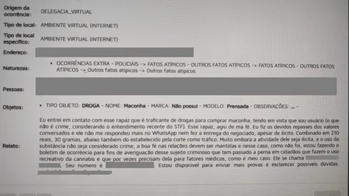 
          Imagem ilustrativa da imagem Homem registra boletim contra traficante após comprar maconha e não receber
          