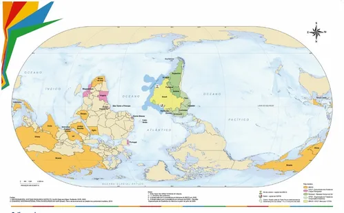 
          Imagem ilustrativa da imagem IBGE lança mapa-múndi de ponta-cabeça e com Brasil no centro
          