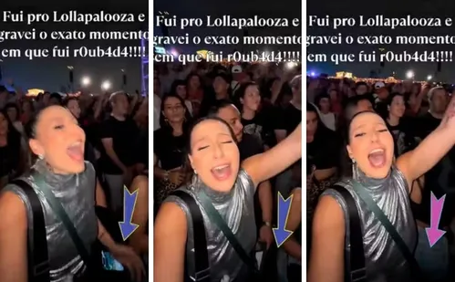 
          Imagem ilustrativa da imagem Influenciadora grava momento em que foi furtada no Lollapalooza e viraliza
          