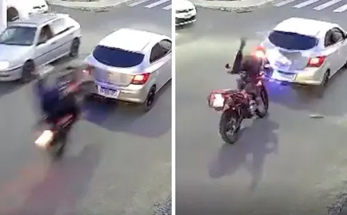 
          Imagem ilustrativa da imagem Motociclista empina moto, bate em carro e faz sinal da cruz em Linhares
          