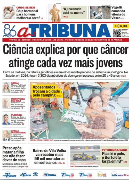 Imagem ilustrativa da imagem Confira os destaques do jornal A Tribuna deste domingo