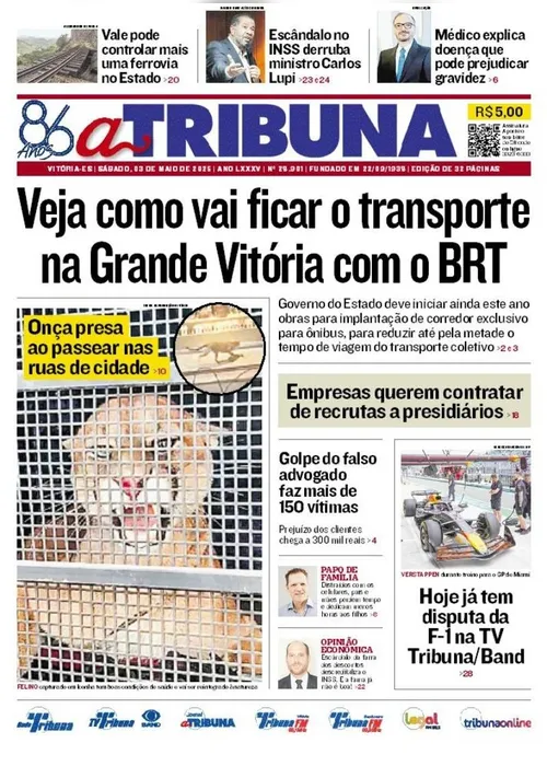 Imagem ilustrativa da imagem Confira os destaques do jornal A Tribuna deste sábado