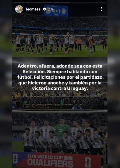 Imagem ilustrativa da imagem Messi dá indireta a Raphinha após ‘baile’ da Argentina: ‘Sempre falamos com futebol’
