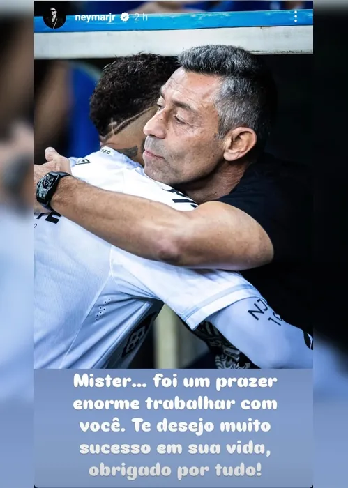 Imagem ilustrativa da imagem Neymar agradece Pedro Caixinha nas redes sociais após demissão: ‘Obrigado por tudo’