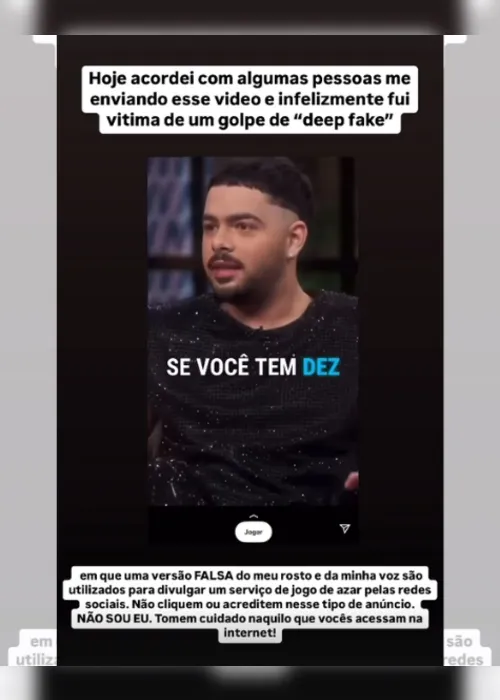 Imagem ilustrativa da imagem Pedro Sampaio é vítima de conteúdo 'deep fake'