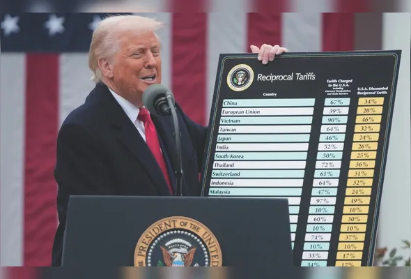 Trump no anúncio do tarifaço