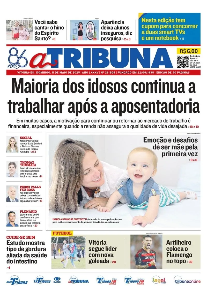Imagem ilustrativa da imagem Confira os destaques do jornal A Tribuna deste domingo