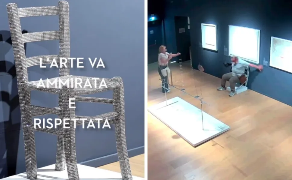 Imagem ilustrativa da imagem Homem tenta tirar foto, cai e quebra cadeira de cristais Swarovski em museu