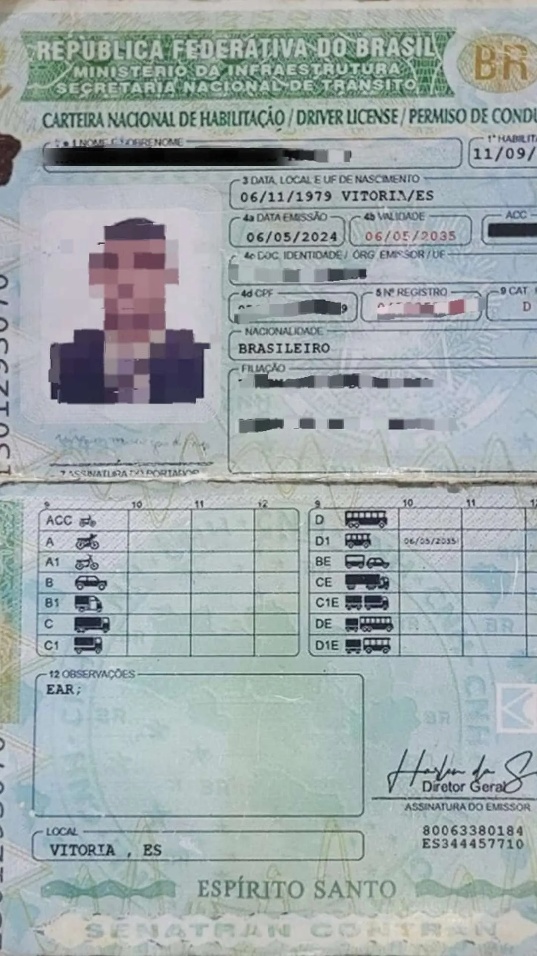 Imagem ilustrativa da imagem Motorista é detido no ES após apresentar carteira de motorista feita com cartolina