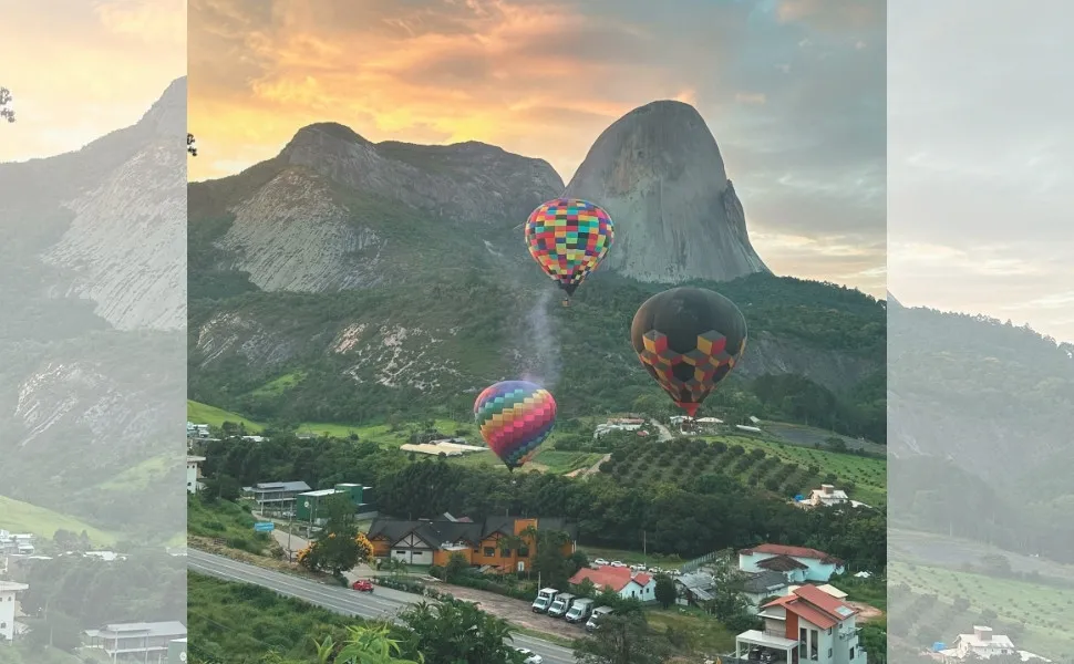 Imagem ilustrativa da imagem Espetáculo com 6 balões no céu de Pedra Azul