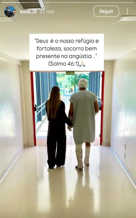 Imagem ilustrativa da imagem Lúcio continua tratamento contra queimaduras na UTI e divulga imagens com corpo enfaixado