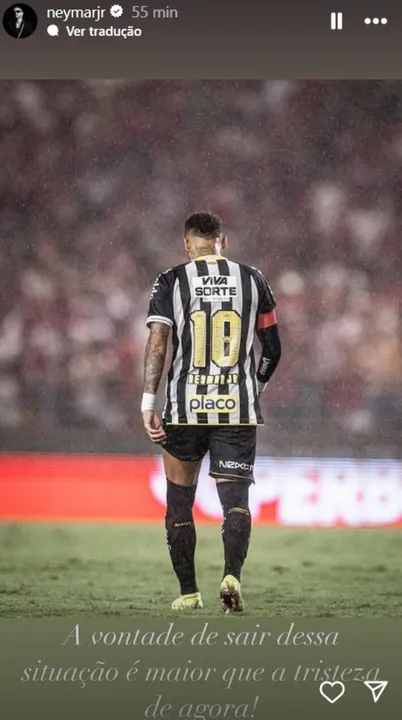 Imagem ilustrativa da imagem Neymar desabafa após eliminação do Santos: ‘Vontade de sair dessa situação é maior que a tristeza’