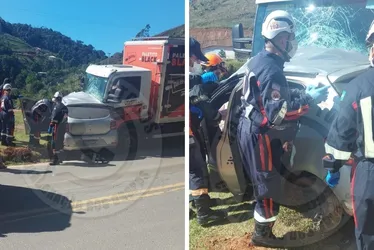 Imagem ilustrativa da imagem Acidente entre carro e caminhão deixa dois mortos em Domingos Martins
