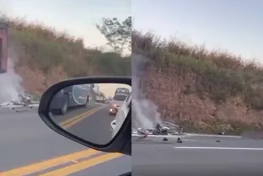 Imagem ilustrativa da imagem Acidente na BR-101 em Linhares mata motociclista e veículo pega fogo
