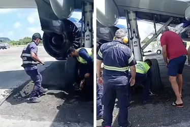 Imagem ilustrativa da imagem Avião afunda roda no asfalto do aeroporto de Fernando de Noronha
