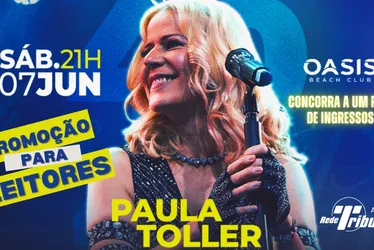 Imagem ilustrativa da imagem Concorra a ingressos para curtir Paula Toller ao vivo no Oásis Beach Club