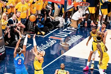 Imagem ilustrativa da imagem Oklahoma City Thunder derrota Indiana Pacers e empata série final da NBA