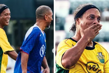 Imagem ilustrativa da imagem Ronaldinho dá drible desconcertante com elástico em segurança de Messi; veja