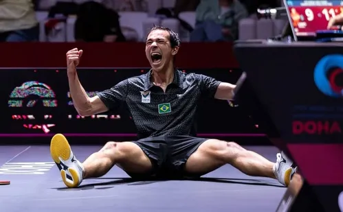 
          Imagem ilustrativa da imagem Calderano diz que rival chinês é o melhor do mundo e prevê ‘batalha’ por título
          