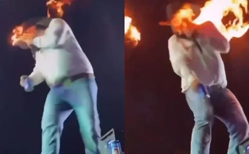 
          Imagem ilustrativa da imagem Cantor sertanejo fica ferido após ser atingido por fogo durante show
          