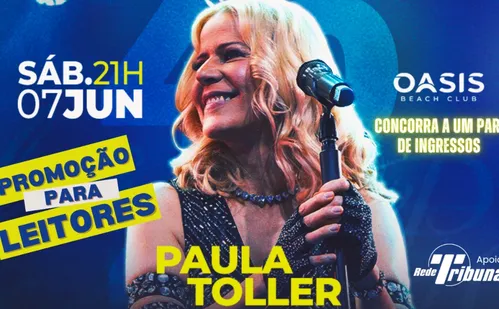 
          Imagem ilustrativa da imagem Concorra a ingressos para curtir Paula Toller ao vivo no Oásis Beach Club
          