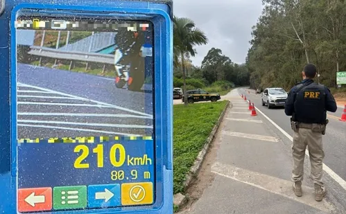 
          Imagem ilustrativa da imagem Motocicleta é flagrada a mais de 200 km/h na BR-101 em Guarapari
          