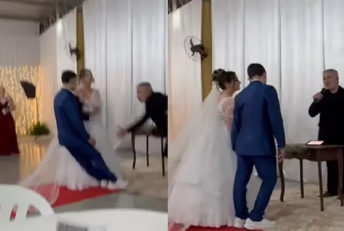 
          Imagem ilustrativa da imagem VÍDEO | Noivo desmaia, cai do altar durante cerimônia em SC e viraliza
          