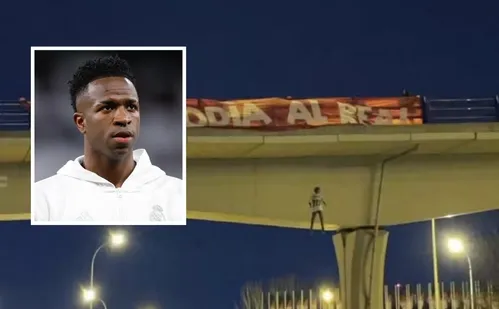 
          Imagem ilustrativa da imagem Vini Jr diz que temeu pela vida após ver boneco enforcado: 'dia muito triste'
          