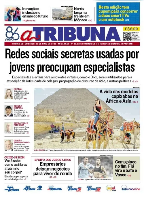 Imagem ilustrativa da imagem Confira os destaques do jornal A Tribuna deste domingo