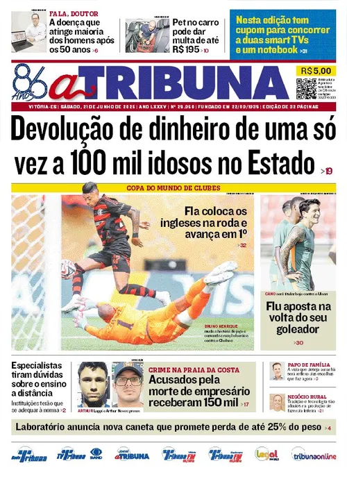 Imagem ilustrativa da imagem Confira os destaques do jornal A Tribuna deste sábado