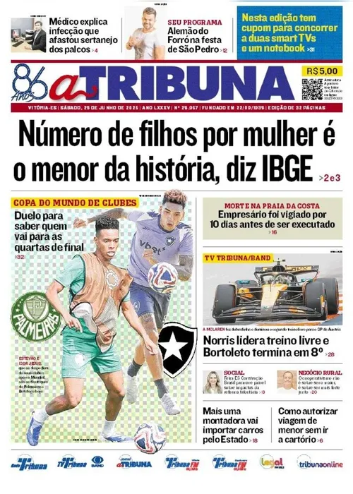 Imagem ilustrativa da imagem Confira os destaques do jornal A Tribuna deste sábado