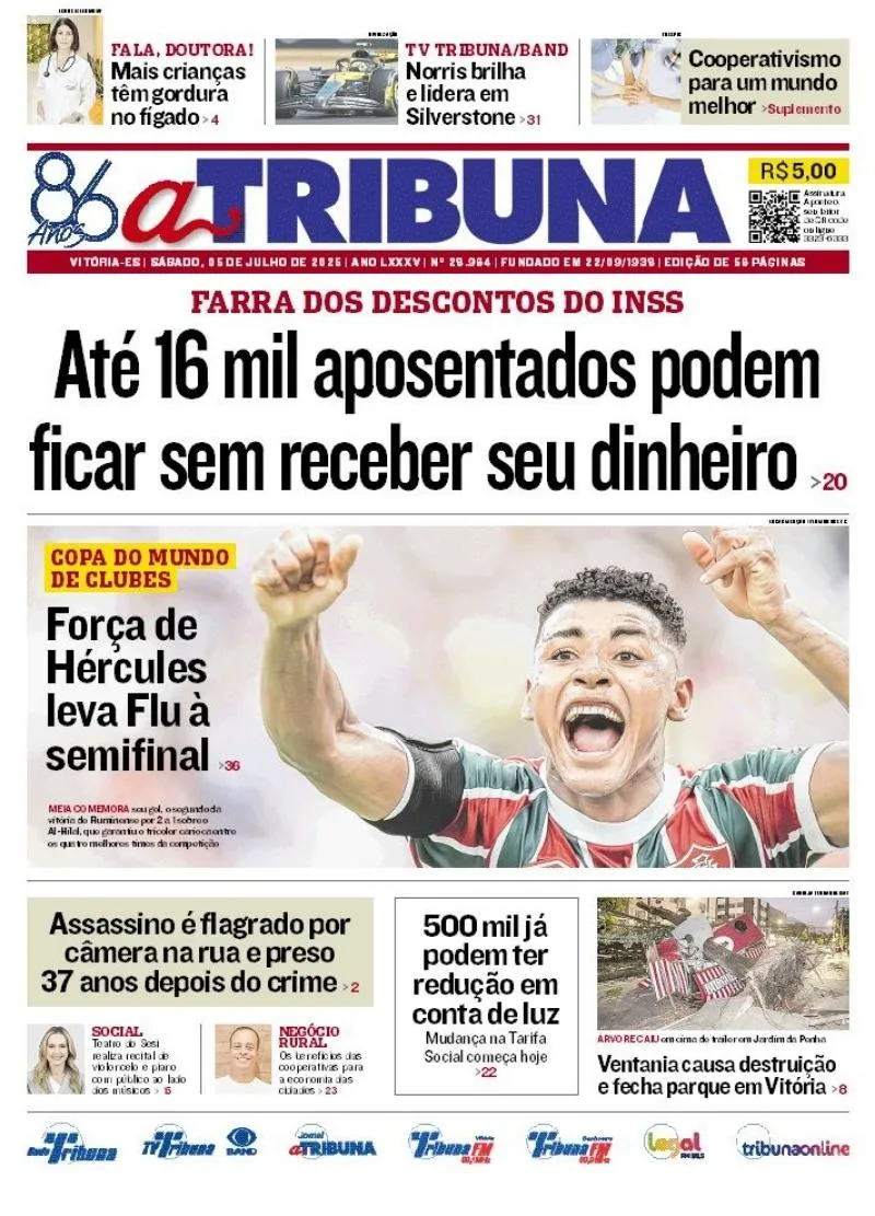 Imagem ilustrativa da imagem Confira os destaques do jornal A Tribuna deste sábado